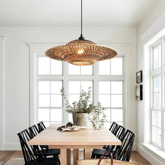 Natural Woven Pendant Light Fixture - Picture 2 of 10